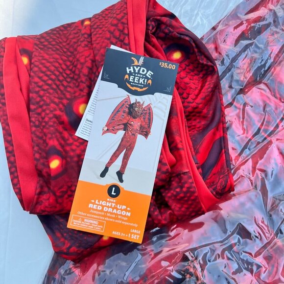 Light Up Red Dragon Kids Halloween Costume Size Kids Large - Picture 5 of 9